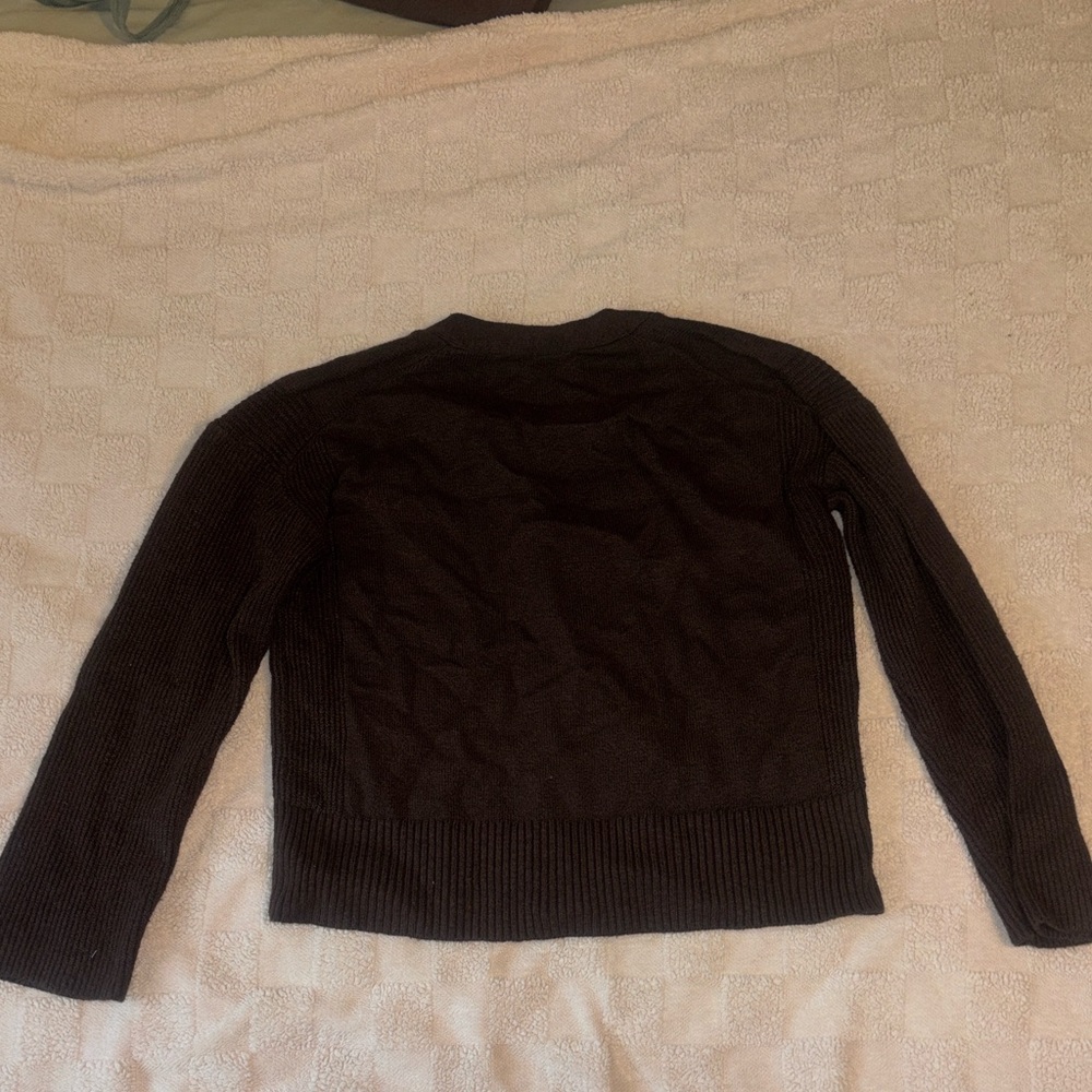 Brown V-Neck Button Cardigan Sweater - Women's - Picture 2 of 3